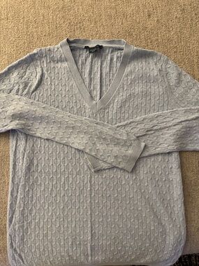 Tommy Hilfiger womens baby blue  V-Neck Cable Knit Sweater